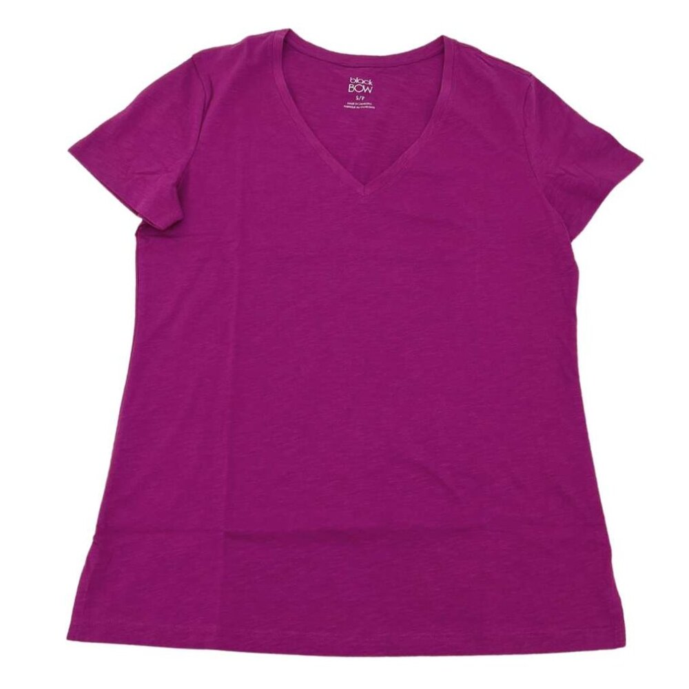 Black Bow Women's Purple V-Neck T-Shirt / Various Sizes